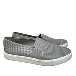 Vince Women’s Blair Slip-on Woodsmoke Grey Perforated Leather Sneakers Size 7.5